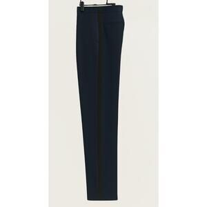Vintage Navy Blue Military Trousers with Black Satin Stripe